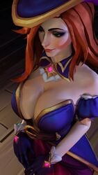 1girls 3d 9:16 animated bewitching_miss_fortune bouncing_breasts female_focus female_only female_solo flashing glossy_lips halloween huge_breasts large_breasts league_of_legends long_hair miss_fortune no_sound redhead sandwichmoth_(artist) shorter_than_10_seconds solo_female stripping teasing vertical_video video wink witch_hat