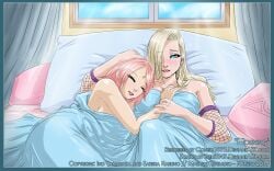 2015 2girls after_sex aqua_eyes bed bed_sheet big_breasts blonde_hair breasts closed_eyes cuddling dated female female_only friends hair_over_one_eye highres ino_yamanaka light_blue_eyes long_hair multiple_girls naked naked_sheet naruto naruto:_the_last naruto_(series) naruto_shippuden pink_hair purple_hair romantic sakura_haruno sleeping url watermark web_address yuri zeth3047