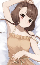 1girls bed blanket brown_eyes brown_hair female female_only hiroki_yyqw7151 human iino_miko in_bed kaguya-sama_wa_kokurasetai_~tensai-tachi_no_renai_zunousen~ low_twintails off_shoulder solo