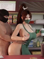 1boy 1girls 3:4 3d absurdres akiryo akiyamaryo animated apron apron_only barista breasts brunette erect_nipple fatal_fury female female_focus french_nails from_behind highres huge_breasts human human_only iced_latte_with_breast_milk king_of_fighters large_ass large_breasts light-skinned_female light-skinned_male longer_than_30_seconds mai_shiranui male masked_female masked_male meme mp4 sex snk sound vertical_video video voice_acted