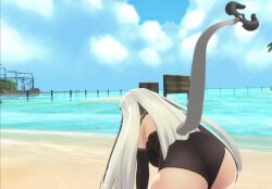 1girls ass ass back_view indie_virtual_youtuber long_hair lucy_pyre tail virtual_youtuber white_hair