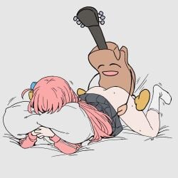 1girls bocchi_the_rock! clothed clothed_sex gitao gotou_hitori guitar pillow pink_hair sex sex_from_behind