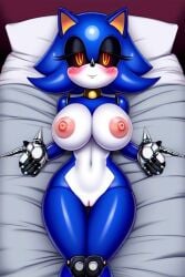 1girls ai_generated anthro big_breasts big_nipples blushing female metal_sonic robot robot_girl sonic_(series) tagme