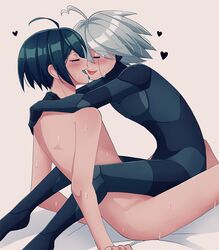 /// 2boys ahoge ambiguous_penetration arms_around_neck blue_hair blush closed_eyes color crying danganronpa danganronpa_v3 gay gay_sex gripping_sheets happy happy_sex heart hugging human human_on_robot humanoid in_bed k1-b0 keebo kiibo light-skinned_male male male_on_male male_only metallic_body mishmasz naked navy_blue_hair nude nude_male on_bed open_mouth riding riding_penis robot robot_boy saihara_shuuichi sex short_hair shuichi_saihara sitting sitting_on_lap sitting_on_penis sitting_on_person smiling straight_hair sweat sweatdrop sweating white_background wholesome yaoi