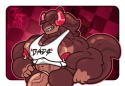 1boy choco_werehound_brute cock_ring cookie_run cookie_run_kingdom huge_cock male male_only muscular_male nipple_piercing