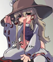 1futa autotonguejob big_penis black_footwear blonde_hair blush bottomless brown_headwear clothed clothing erection fellatio futa_only futanari futanari_masturbation hair_ribbon hat heart highres humanoid humanoid_penis light-skinned_futanari light_skin long_hair long_sleeves long_tongue looking_at_viewer masturbation moriya_suwako oral partially_clothed penis purple_vest red_ribbon ribbon ribbon-trimmed_sleeves ribbon_trim shirt shoes sidelocks solo thighhighs tongue tonguejob touhou tress_ribbon uisu_(noguchipint) vest white_shirt white_thighhighs wide_sleeves