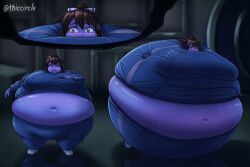 1girls big_breasts blue_skin blueberry_inflation breasts female sequence sophie_(thiccircle) spherical_inflation sunken_head sunken_limbs thiccircle thick_thighs wide_hips