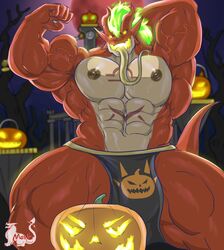 abs biceps furry furry_only gay halloween halloween_2021 hyper hyper_balls hyper_bulge hyper_genitalia hyper_penis hyper_testicles male_only master_elrest masterelrest muscle muscles muscular muscular_arms muscular_legs muscular_male muscular_thighs nipples pecs veins