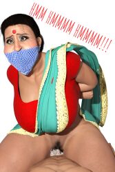 3d big_breasts bindi bondage chubby creampie cum daz3d fucked_silly gag gagged indian milf on_top saree scarf_over_mouth tikka