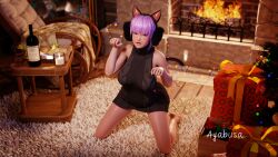 1girls 3d 3d_(artwork) ayabusa ayane_(doa) blender blender_(software) dead_or_alive dead_or_alive_5 dead_or_alive_5_last_round female highres large_breasts purple_hair red_eyes