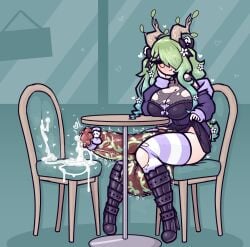 1futa animal_genitalia_on_humanoid animal_penis balls bangs_over_one_eye big_breasts blush boots bottomless brainrot_fauna branch_horns breasts ceres_fauna ceres_fauna_(goth_costume) chair clothed clothing cum cum_on_chair erection futa_only futanari green_hair hololive hololive_english hololive_english_-council- hololive_english_-promise- horsecock horsecock_on_humanoid huge_balls huge_cock humanoid knees_together_feet_apart lifting_skirt light-skinned_futanari light_skin limebreaker massive_penis partially_clothed penis public ripped_clothing sitting smile solo table thick_thighs thighhighs torn_clothes under_the_table virtual_youtuber