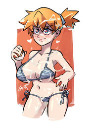 aged_up alternate_breast_size alternative_bust_size armpits bikini blue_eyes blush border breasts casual_bukkake cleavage clothing cum female female_only gerph hair heart heart-shaped_pupils high_resolution human_only kasumi_(pokemon) large_breasts nail_polish nintendo older orange_hair orange_nails poke_ball pokemon pokemon_(game) pokemon_rgby semen semen_on_body short_hair side-tie_bikini sideboob smile solo swimsuit symbol-shaped_pupils thigh_gap tomboy underboob video_game white_border