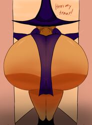 about_to_fart adomo ass ass_focus atomboi_(artist) back_view barely_clothed big_ass bubble_butt candy_(atomboi) dat_ass full_of_gas halloween halloween_costume hat huge_ass presenting presenting_ass text thick_ass witch_hat