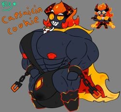 1boy capsaicin_cookie cookie_run cookie_run_kingdom cum_stain huge_bulge muscular_male sweaty_body underwear