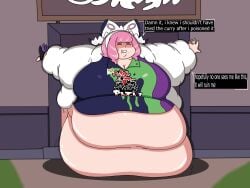 bbw belly big_ass big_belly big_breasts blob blush breasts chubby chubby_cheeks chubby_female curvy dialogue double_chin fat fat_ass fat_belly fat_butt fat_cheeks fat_face fat_folds fat_rolls fat_thighs fat_woman female huge_ass huge_belly huge_breasts huge_thighs hyper_ass hyper_belly hyper_breasts hyper_thighs inconvenient_ass klara_(pokemon) large_ass large_belly large_breasts large_thighs morbidly_obese morbidly_obese_female obese obese_female overweight overweight_female pokemon pokemon_ss pokemon_ss_isle_of_armor speech_bubble ssbbw struggling stuck stuck_in_door stuck_in_wall sweat sweatdrop text thick_arms thick_thighs through_wall tight_clothing ussbbw vallavv weight_gain