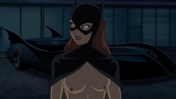 1girls barbara_gordon batgirl batgirl_(the_killing_joke) nipples nude_filter outside partially_clothed red_hair solo third-party_edit