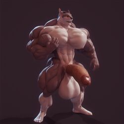 abs balls biceps furry furry_only hyper hyper_balls hyper_bulge hyper_genitalia hyper_penis hyper_testicles male muscles muscular muscular_arms muscular_legs muscular_male muscular_thighs nipples pecs penis testicles veins