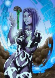 1girls 2d 2d_(artwork) belly belly_button big_breasts blue_skin bob_cut breasts cameltoe cortana cortana_v1 curvaceous curvy curvy_female female female_only halo_(game) halo_(series) nipples purple_eyes purple_hair smile solo solo_focus tagme thick_thighs vagina voluptuous waist wide_hips