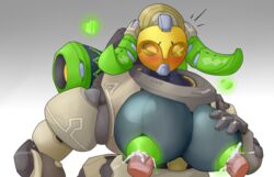 1girls 2d blizzard_entertainment centaur cum cum_in_breasts cum_in_nipples cum_inside cum_leaking excessive_cum female_focus glowing_nipples hand_on_breast heart horns huge_breasts large_areolae large_breasts nipple_fuck nipple_penetration nipple_play orisa overwatch plain_background presenting puffy_nipples robot robot_girl thiccrobots translucent translucent_body wince wink