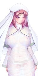 blush elen_(fire_emblem) fire_emblem fire_emblem:_the_binding_blade harihisa nipples nipples_visible_through_clothing nun panties see-through see-through_clothing white_background