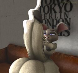 1futa 3d big_breasts blue_eyes bunny bunny_ears cum cumshot furry_only futa_only futanari judy_hopps large_balls large_penis nsfwsandy solo watermark zootopia