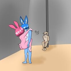 anthro anthro_on_anthro anthro_penetrating anthro_penetrating_anthro attached blue_fur blue_hair bunny_cuck bunny_girl bunny_tail canine_penis cuckold digital_drawing_(artwork) fanart forced_to_watch fur furroanexo furry good_end grabbing_ass hand_on_butt kissing lagomorph mammal muscular_male ntr oljed pink_fur pink_hair rabbit rmtwo sex stand_and_carry_position strapped tail twitter_username wolf