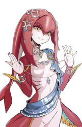 1girls breath_of_the_wild fang featureless_breasts featureless_crotch female female_only fins hazel_eyes kiritzugu mipha mostly_nude necklace sash solo the_legend_of_zelda the_legend_of_zelda:_breath_of_the_wild zora