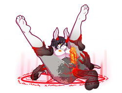 2021 4_toes 5_fingers anthro areola balls black_hair breasts demon digital_media_(artwork) feet fingers genitals hair herm intersex nipples penis rd406 toes