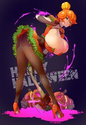 halloween huge_breasts orange_hair pantyhose sasaki_tatsuya tagme