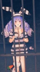 3d bunny_ears carrot collar hololive hololive_fantasy hololive_japan koikatsu light_blue_hair prison skull usada_pekora virtual_youtuber wanwan_(artist)