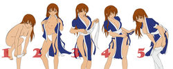 breasts cleavage dead_or_alive dressing how_to kasumi_(doa) long_hair panties pointy_chin thighhighs underwear