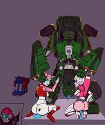 1boy 2girls after_sex arcee arcee_(g1) autobot blue_eyes camera constructicons cuck cum_in_pussy cum_overflow cybertronian decepticon dripping_cum elita_one enbiarts fat_ass female female_autobots filming gigachad hand_on_ass hand_on_head hand_on_thigh hot_rod huge_cock kiss_mark larger_male licking_penis long_haul male missile multiple_girls muscular_male optimus_prime penis_worship robot robot_male straight transformers transformers_(bayverse) transformers_g1