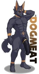 1male 5_fingers 5_toes abs accessory ankh ankle_markings anthro anubian_jackal arm_markings balls belly belly_markings biceps big_balls big_penis biped black_glans black_nipples black_nose black_penis black_sclera body_fur bunybunyboi canid canine canis chest_tuft claws cock_ring crotch_tuft digital_media_(artwork) egyptian english_text eye_markings eyeliner facial_markings feet finger_claws fingers flaccid fluffy fluffy_tail foreskin front_view full-length_portrait fully_retracted_foreskin fur genitals glistening glistening_genitalia glistening_penis gold_(metal) gold_jewelry grey_balls grey_body grey_ears grey_fur grey_tail hand_behind_head head_markings head_tuft hi_res huge_cock humanoid_feet humanoid_genitalia humanoid_hands humanoid_penis intact jackal jewelry leg_markings looking_at_viewer makeup male male_only male_pubic_hair mammal markings monotone_ears monotone_tail multicolored_body multicolored_fur muscular muscular_anthro muscular_male neck_markings nipples nude pecs penis penis_accessory penis_jewelry penis_to_the_knees portrait pubes pubic_tattoo raised_arm retracted_foreskin semi-erect simple_background smile smooth_fur solo solo_male standing text thick_penis three-quarter_view toes tuft two_tone_body two_tone_fur uncut vein veiny_penis white_background wrist_markings yellow_body yellow_eyes yellow_fur yellow_inner_ear yellow_markings