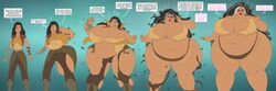 1girls age_progression bbw color comic dialogue disney disney_princess fat_woman female female_only gilf grey_hair height_growth obese obese_female overweight_female raya_(ratld) raya_and_the_last_dragon saturnxart sequence solo weight_gain