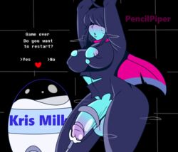 1futa 2021 absurd_res areolae armpits arms_up balls big_balls big_breasts blue_skin bodysuit bondage breasts clothed clothing cum cumming curvy curvy_figure deltarune ejaculation erection exposed_breasts exposed_penis futa_only futa_sans_pussy futanari game_over gameplay_mechanics hair_over_eyes hi_res huge_cock humanoid humanoid_penis kris_(deltarune) kris_female_(deltarune) kris_futanari_(deltarune) large_breasts large_penis milking milking_machine mostly_clothed nipples orgasm pencilpiper penis penis_milking rule_63 solo steam steaming_body thick_thighs torn_clothes wide_hips