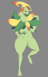 absurd_res anthro bayleef bellossom big_breasts breasts female genitals green_body hand_on_hip hi_res hybrid lvlirror nintendo nipple_piercing nipples nude piercing pokémon_(species) pokemon pokemon_(species) pussy solo video_games