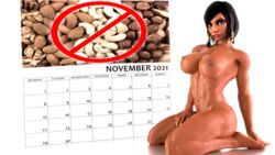 2021 3d abs adeptusinfinitus big_breasts blender calendar_(medium) dark_hair dark_skin egyptian erect_nipples fit hips kneeling muscular nipples no_nut_november nude overwatch pharah posing suggestive sweaty tattoo thighs topless