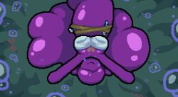 big_breasts bubbles lounging metallic_clothing okami_tomato pixel_art rope seabed slime slime_girl terraria underwater