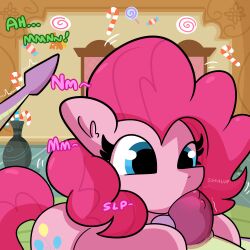 blue_eyes cutie_mark dragon earth_pony equid equine fellatio female feral friendship_is_magic genitals hair hasbro horse interspecies male male/female mammal mane my_little_pony oral penis pink_hair pinkie_pie_(mlp) pony smile spike_(mlp) teeth tjpones tongue tongue_out