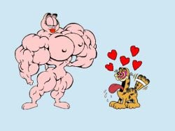 abs arlene_(garfield) biceps big_breasts big_muscles breasts domestic_cat extreme_muscles feline female garfield_(series) garfield_the_cat hearts horny huge_breasts huge_muscles in_love large_breasts large_muscles male muscles muscular muscular_arms muscular_female muscular_legs muscular_thighs paramount_pictures paws,_inc. ritualist_(artist) tail