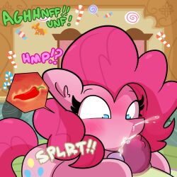 blue_eyes bodily_fluids cum cum_in_mouth cum_inside cutie_mark dragon earth_pony equid equine fellatio female feral friendship_is_magic genital_fluids genitals hair hasbro horse interspecies male male/female mammal mane my_little_pony oral penis pink_hair pinkie_pie_(mlp) pony smile spike_(mlp) teeth tjpones