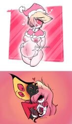 1boy 1girls breasts cherri_bomb_(hazbin_hotel) couple cyclops demon female hazbin_hotel male milf monster_girl nipples parent_and_child pregnant pregnant_belly sir_pentious_(hazbin_hotel) snake tears_of_joy triplets wayward_martian wholesome