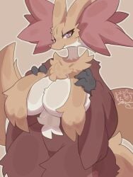 big_breasts breasts delphox huge_breasts nyaswitchnya pokémon_(species) pokemon thick_thighs wide_hips