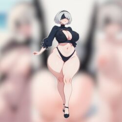 1female 1girls ai_generated ass bare_legs big_ass big_breasts blindfold blurred_background blurry_background breasts covered_nipples curvaceous curvaceous_figure curvy female female_focus female_only game_character gaming girl hairband high_heels huge_boobs huge_breasts jorgecarlosai legs mole navel nier nier:_automata nier_(series) nier_replicant panties solo solo_female solo_focus thick thick_ass thick_thighs thighs voluptuous voluptuous_female white_hair wide_hips wide_thighs yorha_2b