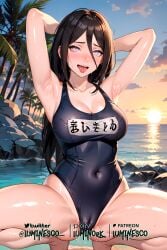 1girls ahe_gao ai_generated armpits arms_behind_head arms_up artist_name barefoot beach big_breasts blush boruto:_naruto_next_generations breasts brown_hair cameltoe cleavage commentary competition_swimsuit dripping dripping_pussy dusk ear_blush eyes_rolling_back feet feet_up female female_only hyuuga_hanabi long_hair looking_pleasured nai_diffusion naruto naruto_(series) nose_blush one-piece_swimsuit open_mouth patreon_username pixiv_username pleasure_face school_swimsuit seaside solo solo_focus squatting stable_diffusion sunset sweat sweatdrop sweating swimsuit text tight_swimsuit tongue tongue_out twitter_username upper_teeth url very_long_hair violet_eyes watermark web_address