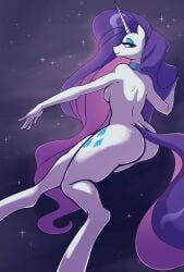 1futa 2015 animal_genitalia anthro anthrofied ass big_butt blue_eyes breasts cutie_mark equine eyeshadow female friendship_is_magic hair half-closed_eyes hi_res horn long_hair looking_at_viewer makeup mammal my_little_pony nude purple_hair rarity_(mlp) sideboob smile solo straight_hair unicorn white_skin zelamir