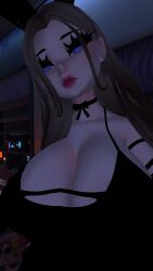 3d big_breasts black_dress blue_eyes bunny_ears bunny_girl bunnysuit female kallylady light-skinned_female light_skin pale-skinned_female pale_skin tagme teaser vrchat vrchat_avatar