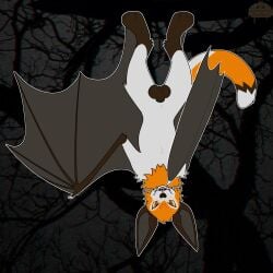 anatomically_correct anatomically_correct_genitalia anatomically_correct_penis animal_genitalia animal_penis anthro bat bat_ears bat_penis bat_wings brown_body brown_eyes brown_fur bumblebee_creations claws detailed_background dipstick_tail evil_face evil_grin fangs flaccid flat_colors fluffy_chest fur genitals glowing glowing_eyes halloween hanging_from_branch heart heart_nose hi_res holidays jack_desmodus looking_at_viewer male mammal markings membrane_(anatomy) membranous_wings multicolored_body multicolored_fur multicolored_tail neck_tuft nude orange_body orange_fur patagium paws penis pose ruff sharp_fangs sharp_teeth smile solo tail tail_markings tasteful_nudity teeth toe_claws tongue tuft watermark white_body white_fur wings yellow_sclera