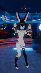 1girls ai_generated black_hair blue_eyes breasts feet female flat_chest horny_female krominya nipples novelai nude_female outside oxy_moron pale_skin pussy rabbit_ears rabbit_girl rabbit_tail stockings toes virtual_youtuber vrchat vrchat_avatar vtuber