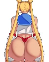 1girls ass ass_focus ass_grab bishoujo_senshi_sailor_moon blonde_hair booty female female_only grabbing_ass grabbing_own_ass hi_res jakuson_z large_ass light-skinned_female light_skin sailor_moon solo twintails white_background